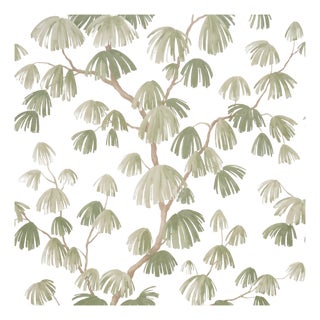 Sample - Schumacher X David Kaihoi Weeping Pine Wallcovering In Green For Sale