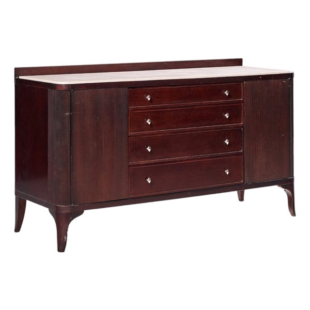 Barbara Barry for Baker Furniture Stone and Mahogany Credenza For Sale