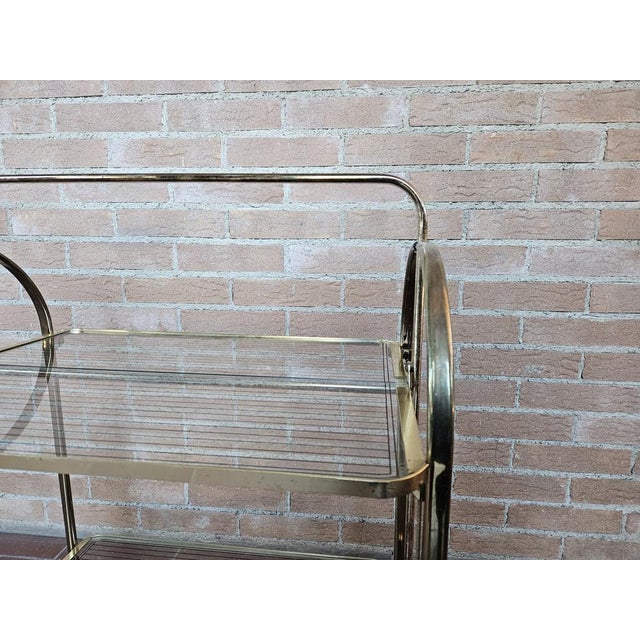 Metal Trolley in Brass and Glass with Two Shelves, 1970s For Sale - Image 7 of 14