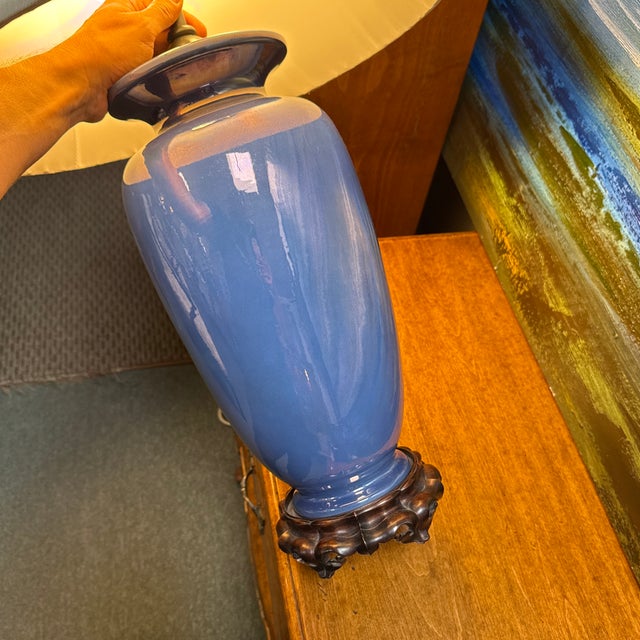 Asian Inspired Violet Iridescent Table Lamp For Sale - Image 11 of 12