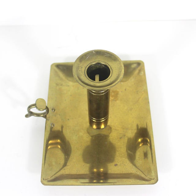 Antique Brass Push Up Chamber Stick Candleholder Adjustable With Patina For Sale - Image 4 of 8