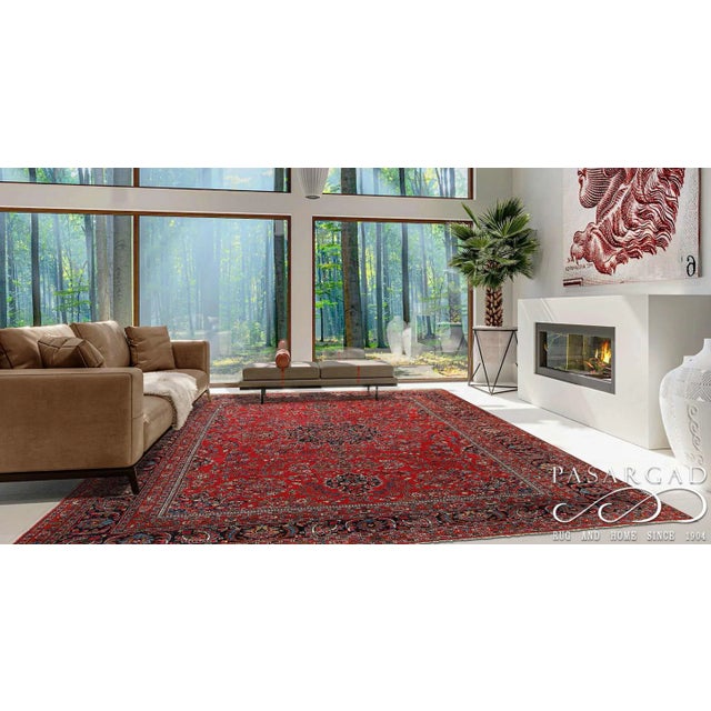 Rust Persian Semi Vintage Hand Knotted Fine Kashan 9'11'' X 13'2'' For Sale - Image 4 of 4