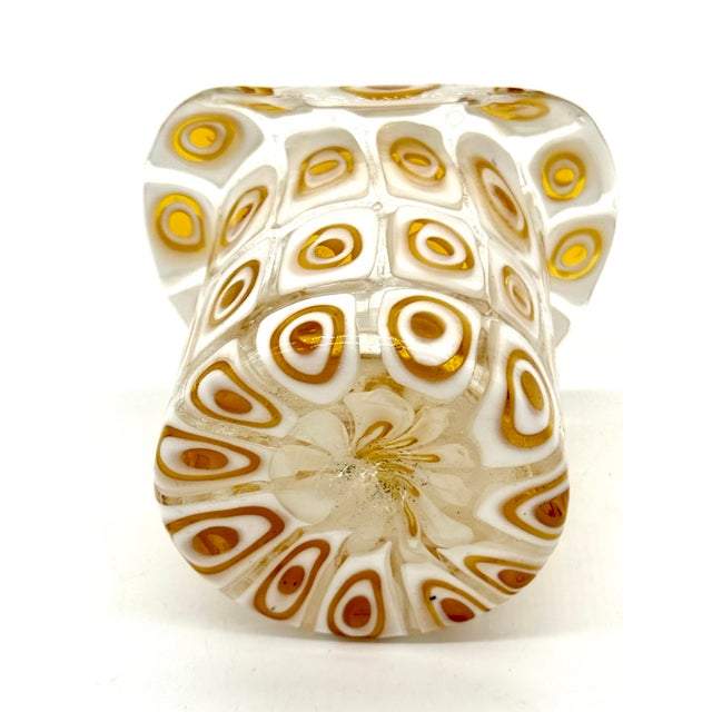 White Vintage Fratelli Toso Murano Art Glass Bull's Eye Top Hat For Sale - Image 8 of 8