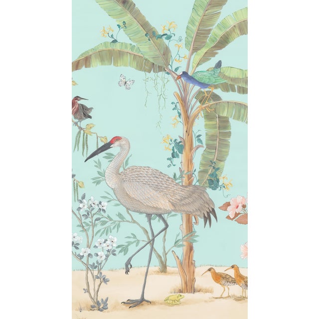 Chinoiserie “Marsh Madness” Spoonbill, Heron, Crane Chinoiserie Coastal Painting by Allison Cosmos - Set of 3 For Sale - Image 3 of 9