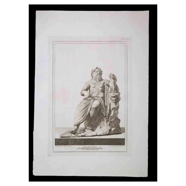 Pietro Campana, Ancient Roman Statue, Original Etching, 18th Century For Sale