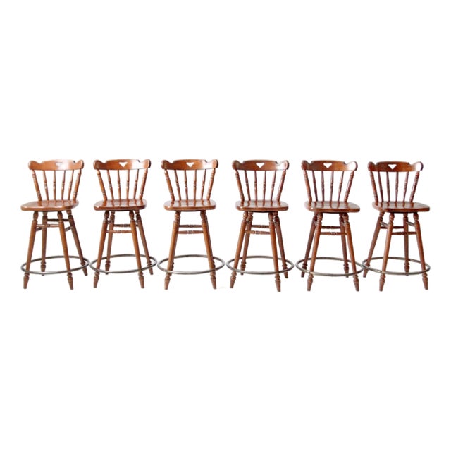 Mid-Century Tell City Swivel Seat Counter Stools Set of 6 For Sale