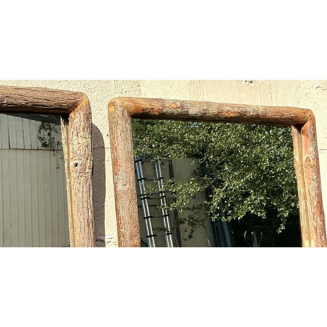 Coffee Vintage Rustic Branch Mirror - A Pair For Sale - Image 8 of 10