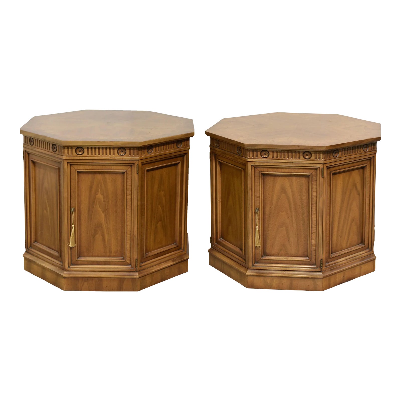 Vintage Traditional Hexagon Shape Side Tables - a Pair | Chairish