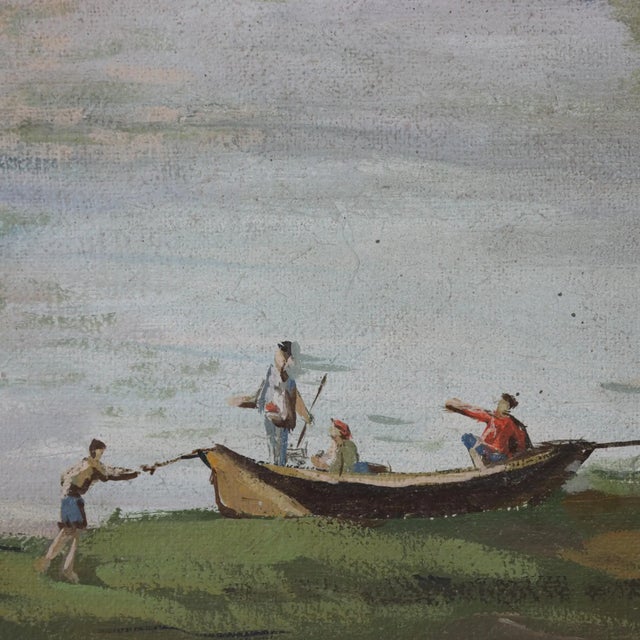 Late 20th Century Vintage European Village Oil Painting – Hand-Painted Scenic Landscape Art For Sale - Image 5 of 12