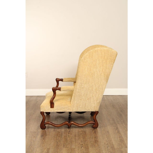 French Louis XIII Style Carved Frame Wing Chair For Sale - Image 11 of 12