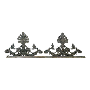 Pair of Highly Ornate Verdigris Cast Bronze Architectural Pediments