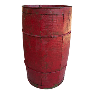 Antique Nail or Cask Barrel Painted Red With Twisted Metal Wire Bands