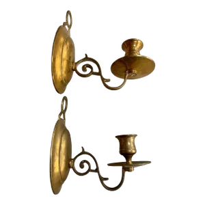 Vintage Brass Candleholder Sconces Set of 2