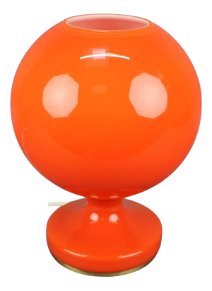 Czech Orange Opaline Glass Mushroom Table Lamp, 1970s