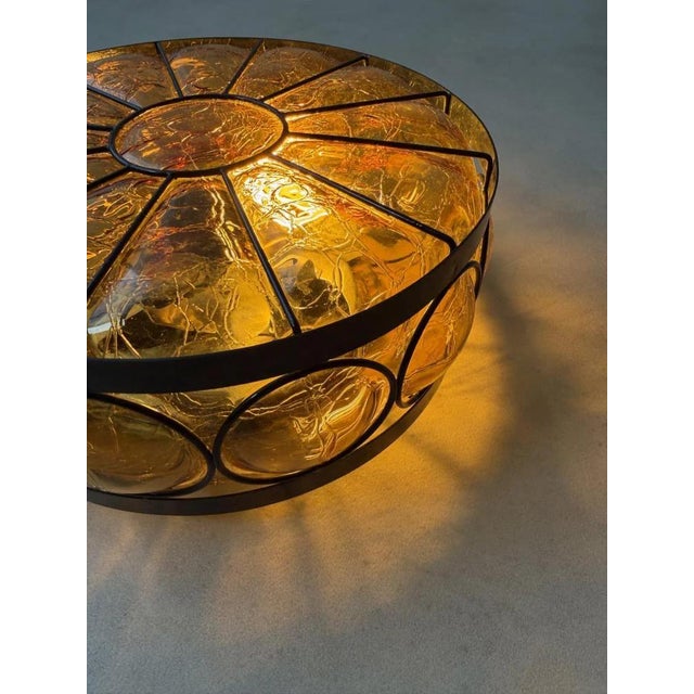 Brutalist Vintage Amber Crackle Glass Ceiling Lamp by Nanny Still, 1970s For Sale - Image 3 of 12