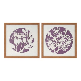 Framed Floral Wall Art Under Glass (Set of 2) For Sale