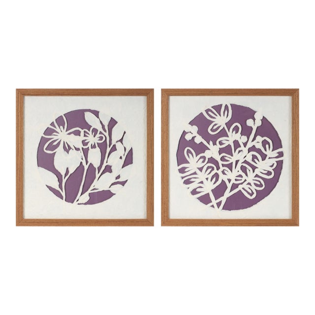 Framed Floral Wall Art Under Glass (Set of 2) For Sale