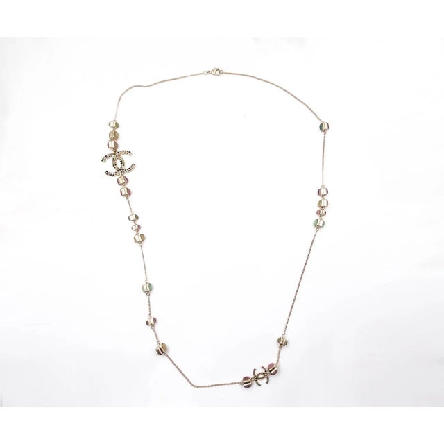 Contemporary Chanel Gold CC Colorful Mosaic Chain Necklace For Sale - Image 3 of 5