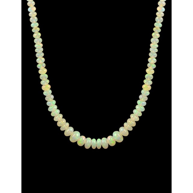 Modern Natural 100Ct Ethiopian Opal Bead Single Strand Necklace 5 to 9mm , Silver Clasp For Sale - Image 3 of 8