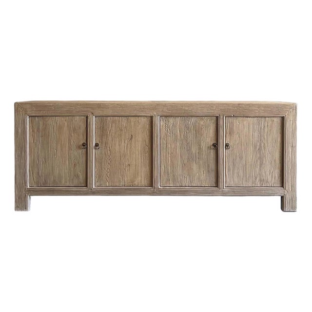 Reclaimed Elm Wood 4 Door Cabinet or Sideboard For Sale