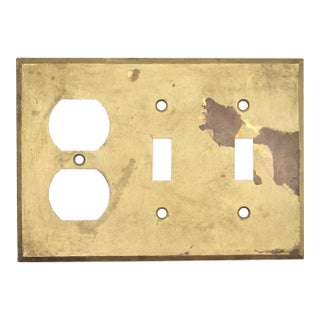 Vintage Brass Duplex Outlet Gang Light Switch Plate Cover For Sale