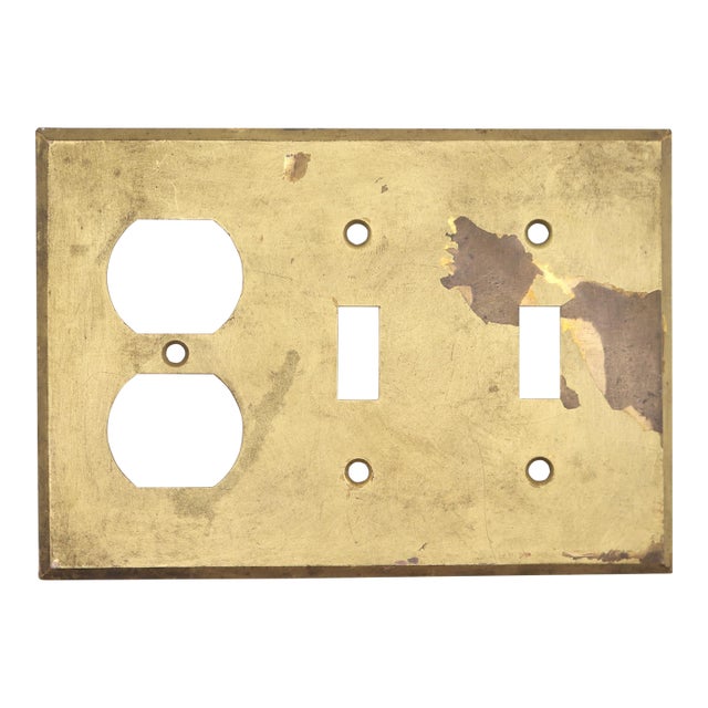 Vintage Brass Duplex Outlet Gang Light Switch Plate Cover For Sale