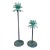Pair of Coastal Patina Palm Tree Taper Candle Holders For Sale