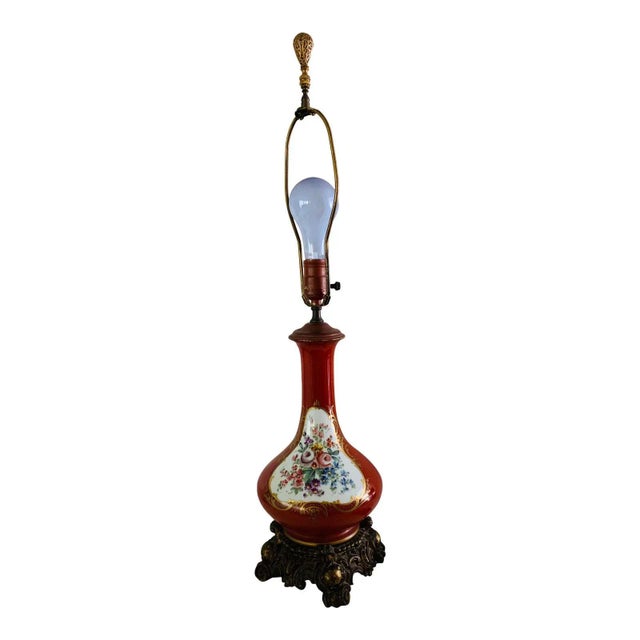 Antique Porcelain Bronze Chinoiserie Table Lamp For Sale - Image 12 of 12