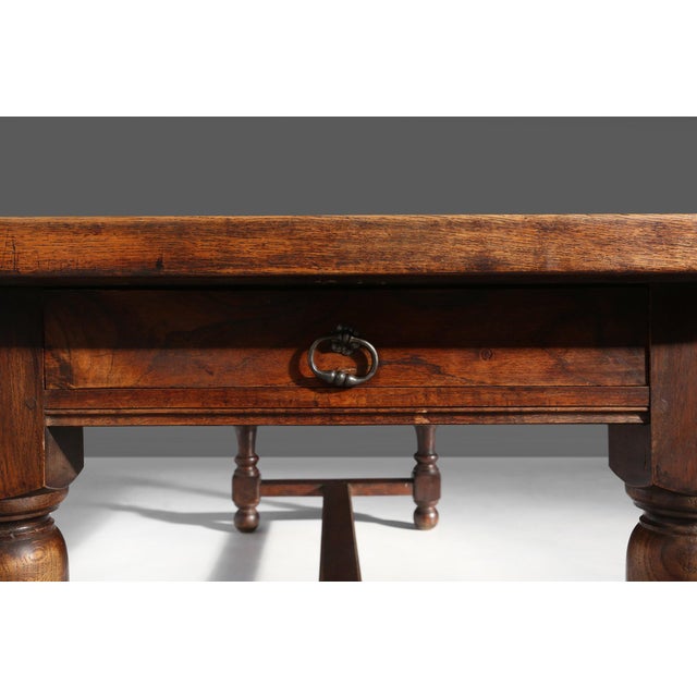 1950s 20th Century French Rustic Oak Dining Table, 1950s For Sale - Image 5 of 15