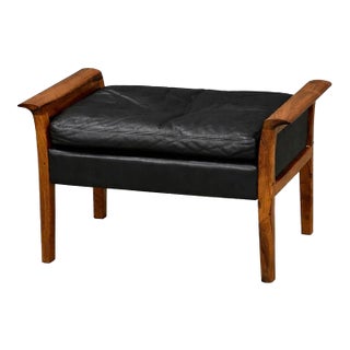 1960s Knut Saeter Black and Rosewood Ottoman For Sale