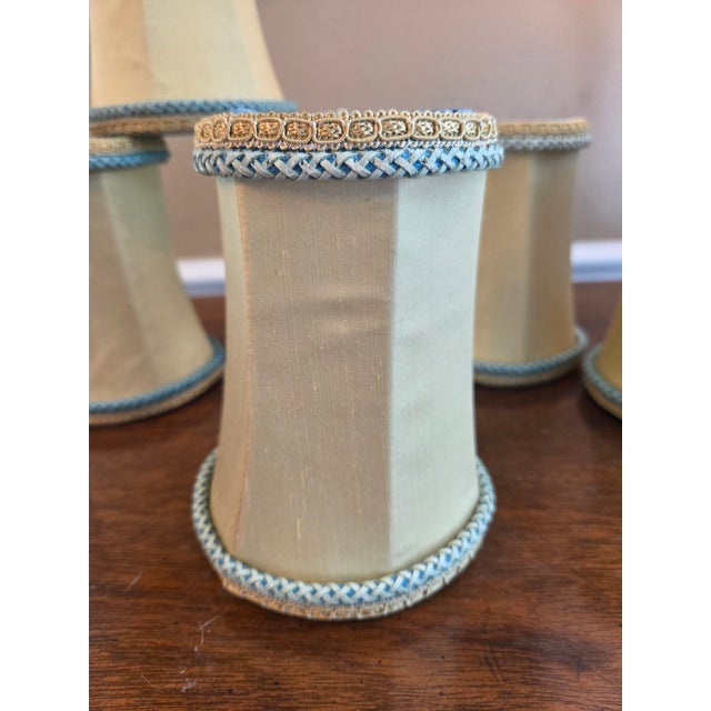 Champagne Silk Chandelier Lamp Shades - Set of 6 For Sale - Image 9 of 11