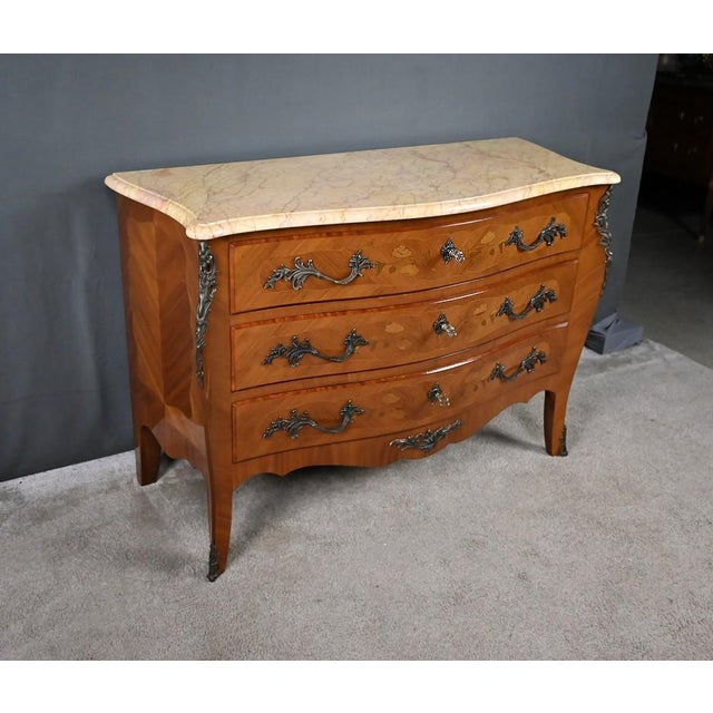 Louis XV Style Marquetry Commode, Late 20th Century For Sale - Image 3 of 18
