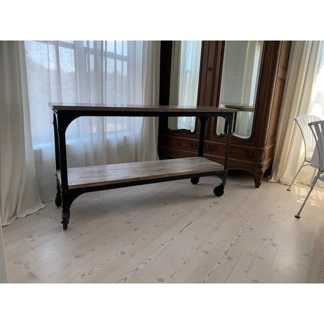 Here we have an Industrial or Farmhouse sofa console or entry table. I bought this at Pottery Barn in 2012. It is quite...