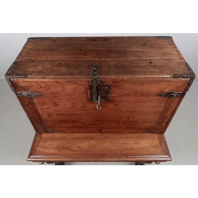 19th Century Spanish Vargueno Desk, Hand-Carved Walnut For Sale - Image 11 of 12