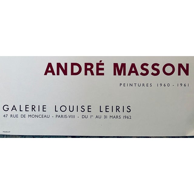 Mid 20th Century André Masson, French Abstract Surrealist Vintage Lithograph Mourlot Poster Andre Masson, 1962 For Sale - Image 5 of 7