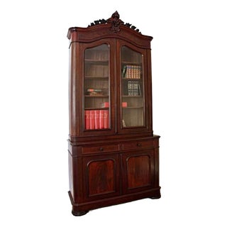 19th Century Louis Philippe Library Bookcase in Mahogany For Sale