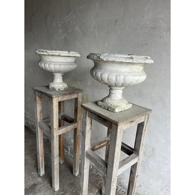 Antique Cast Stone Garden Urns, Set of 2 For Sale - Image 6 of 6