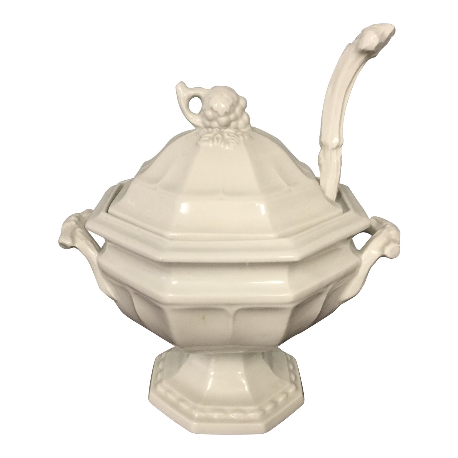 Red Cliff Large White Porcelain Ironstone Soup Tureen & Ladle Chairish