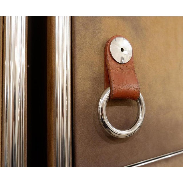 Wardrobes in Brown Suede and Metal by Guido Faleschini, 1960s, Set of 2 For Sale - Image 10 of 13