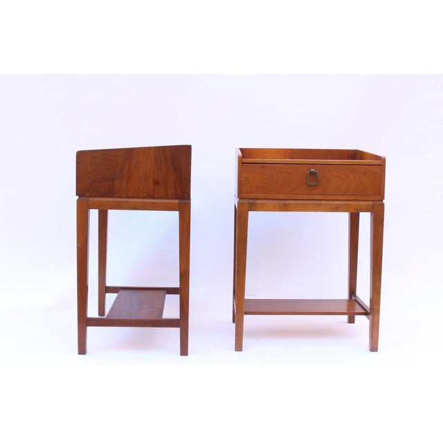 Maroon Vintage Bedside Tables in Walnut and Beech, 1950s, Set of 2 For Sale - Image 8 of 18