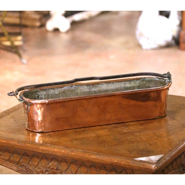 Mid 19th Century 19th Century French Polished Copper Poissonnière With Wrought Iron Handle For Sale - Image 5 of 9