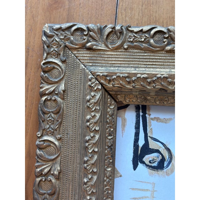 Wood 2026 Drawbertson Fashionista Repro Print in Vintage French Gold Frame For Sale - Image 7 of 10