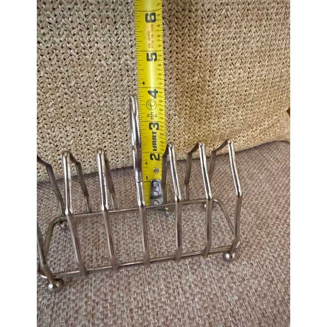 1940s English Silver-Plated Toast Rack With Loop Handle | Made in England For Sale - Image 4 of 12