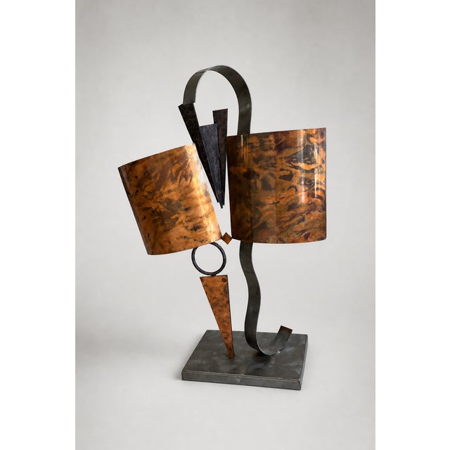 Postmodern Large Vintage Brutalist Postmodern Metal Sculpture Flame-Patinated Copper & Torch-Cut Steel For Sale - Image 3 of 18