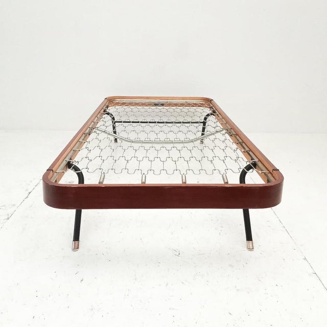 Brown Single Bed in Curved Wood, 1960s For Sale - Image 8 of 18