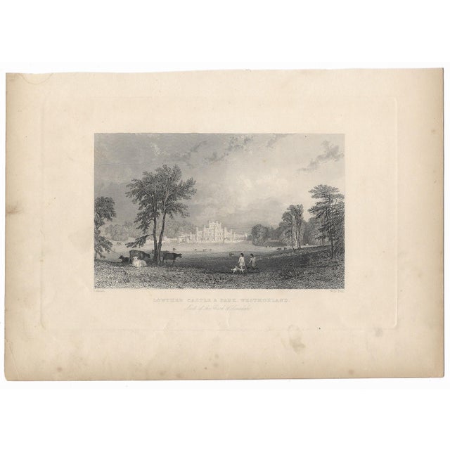 Antique engraving of Lowther Castle and Park, Westmoreland, Seat of the Earl of Lonsdale. Combined shipping available,...