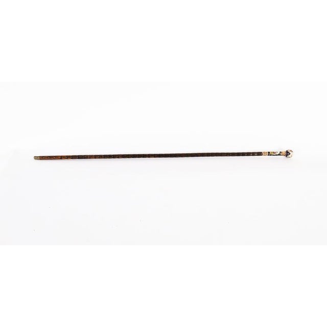 Metal Antique French Gold Plate and Porcelain Walking Sword Stick, 1800s For Sale - Image 7 of 18