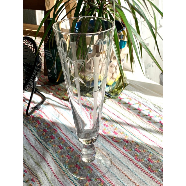 Chinoiserie Late 20th Century Bamboo Pattern Etched Stemware - Set of Six For Sale - Image 3 of 11