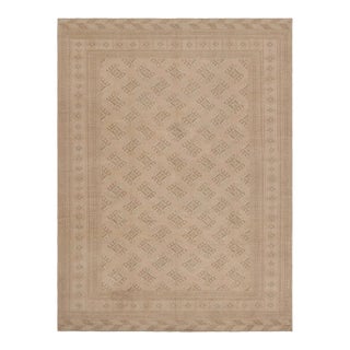Vintage Ersari Rug in Pink With Beige-Brown Geometric Patterns, From Rug & Kilim For Sale