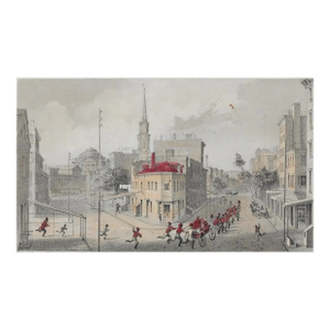 1861 New York Elm and Marion St Hand Colored Engraving